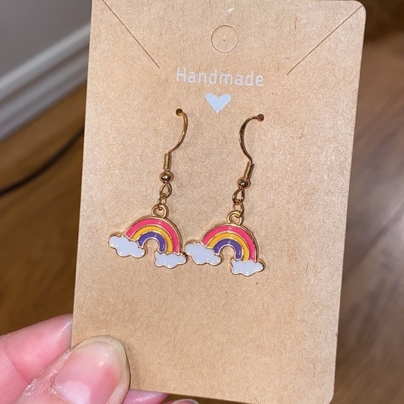 Rainbows on  Cloud Dangly Earrings Homemade - Picture 1 of 6